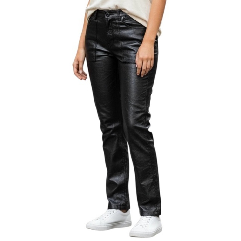 Vintage Gap Leather Pants Womens 4 Black Original Fit Straight Leg Y2K 2000